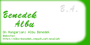 benedek albu business card